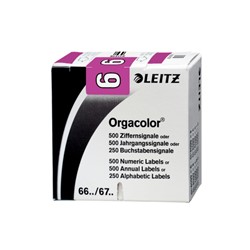 Leitz Orgacolor® Ziffernsignale auf Rolle, Aufdruck "6", Violett