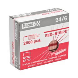 Rapid Strong Heftklammern 24/6 RED STRIPE, Schenkellänge 6 mm, 2000 Stück
