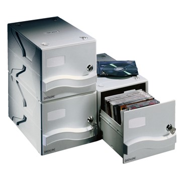 Esselte 67004 - CD-Aufbewahrungsbox, Grau, für 25 Jewelcase oder 50 Slimcase