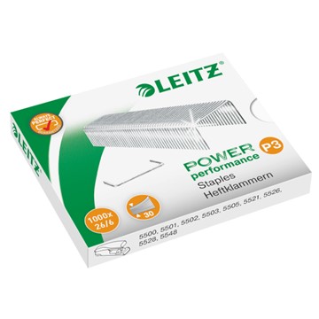 Leitz 55720000 - Power Performance P3 Heftklammern 26/6, Schenkellänge 6 mm, 1000 Stück