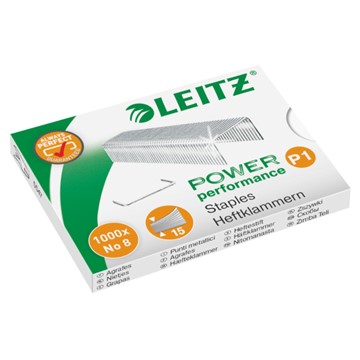 Leitz 55780000 - Power Performance P1 Heftklammern No. 8, Schenkellänge 4 mm, 1000 Stück