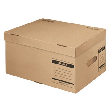 Leitz 60560000 - Fast & Easy Archiv- und Transport-Box mit Klappdeckel A4 Plus, Naturbraun