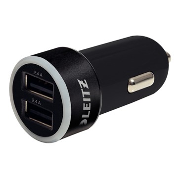 Leitz 62220095 - Complete universelles 2x USB Kfz-Schnellladegerät, schwarz