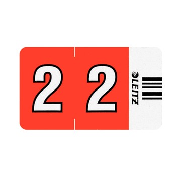 Leitz 66020000 - Orgacolor® Ziffernsignale auf Streifen, Aufdruck "2", Rot