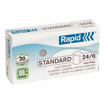 Rapid 24855600 - Standard Heftklammern 24/6, Schenkellänge 6 mm, 1000 Stück
