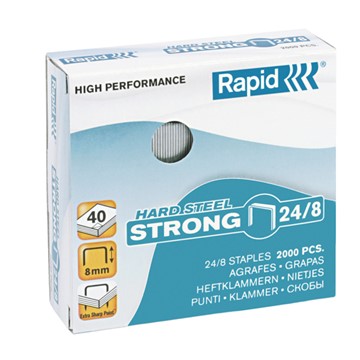 Rapid 24858900 - Strong Heftklammern 24/8, Schenkellänge 8 mm, 2000 Stück