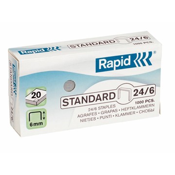 Rapid 24860000 - Standard Heftklammern 24/6, Schenkellänge 6 mm, 5000 Stück