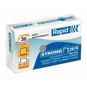 Rapid 24861400 - Strong Heftklammern 26/6, Schenkellänge 6 mm, 1000 Stück