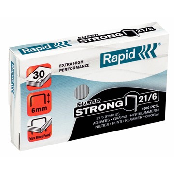 Rapid 24867700 - SuperStrong Heftklammern 21/6, Schenkellänge 6 mm, 1000 Stück