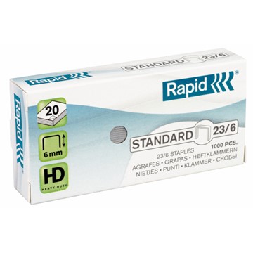 Rapid 24869100 - Standard Heftklammern 23/6, Schenkellänge 6 mm, 1000 Stück