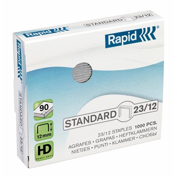 Rapid 24869400 - Standard Heftklammern 23/12, Schenkellänge 12 mm, 1000 Stück