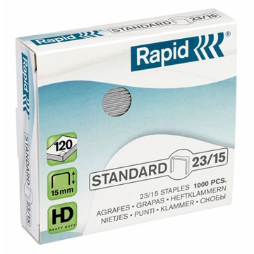 Rapid 24869600 - Standard Heftklammern 23/15, Schenkellänge 15 mm, 1000 Stück