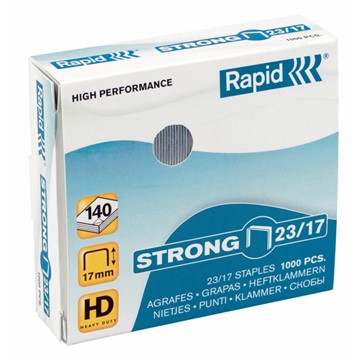 Rapid 24870300 - Strong Heftklammern 23/17, Schenkellänge 17 mm, 1000 Stück