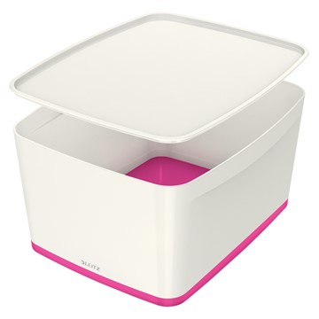Leitz 52161023 - MyBox® Aufbewahrungsbox Mittel mit Deckel, Pink Metallic