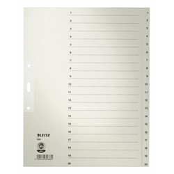 Leitz Register Zahlen, Papier, Grau, 20 Blatt