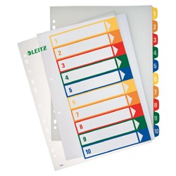 Leitz PC-beschriftbares Register, Plastik, Zahlen 1-10