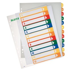 Leitz PC-beschriftbares Register, Plastik, Zahlen 1-12