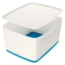 Leitz MyBox® Aufbewahrungsbox Mittel mit Deckel, Blau Metallic