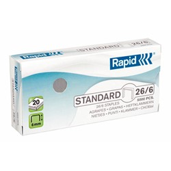 Rapid Standard Heftklammern 26/6, Schenkellänge 6 mm, 5000 Stück