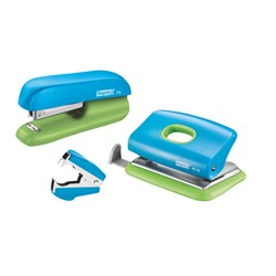 Rapid Mini Heftgerät F5 und Locher Set, Blau/Grün