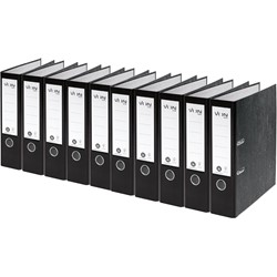 VON Leitz Ordner A4, Marmoriert, Rückenbreite 80 mm, 10er Pack, Schwarz