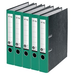 VON Leitz Ordner A4, Marmoriert, Rückenbreite 50 mm, 5er-Pack, Grün