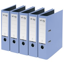 VON Leitz Ordner A4, Rückenbreite 80 mm, Karton mit PP/Papier, Hellblau, 5er-Pack