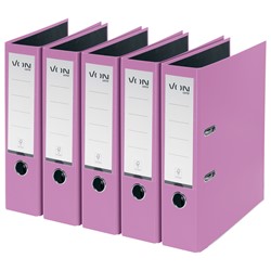 VON Leitz Ordner A4, Rückenbreite 80 mm, Karton mit PP/Papier, Violett, 5er-Pack