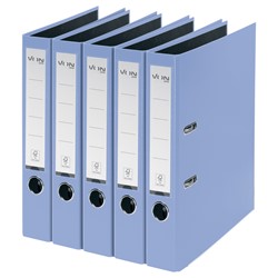 VON Leitz Ordner A4, Rückenbreite 50 mm, Karton mit PP/Papier, Hellblau, 5er-Pack