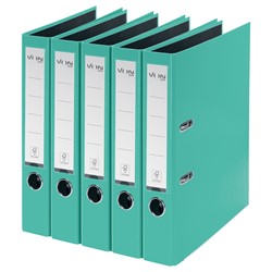 VON Leitz Ordner A4, Rückenbreite 50 mm, Karton mit PP/Papier, Mint, 5er-Pack