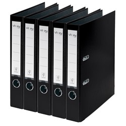 VON Leitz Ordner A4, Rückenbreite 50 mm, Karton mit PP/Papier, Schwarz, 5er-Pack
