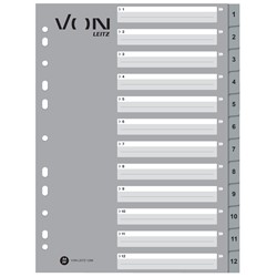 VON Leitz Register Zahlen 1-12, A4, PP
