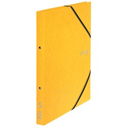 VON Leitz Ringbuch A4 mit 2 Ringen und elastischen Eckbändern, Karton, gelb