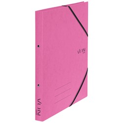 VON Leitz Ringbuch A4 mit 2 Ringen und elastischen Eckbändern, Karton, pink