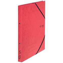 VON Leitz Ringbuch A4 mit 2 Ringen und elastischen Eckbändern, Karton, rot