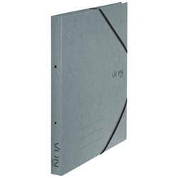 VON Leitz Ringbuch A4 mit 2 Ringen und elastischen Eckbändern, Karton, grau