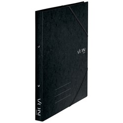 VON Leitz Ringbuch A4 mit 2 Ringen und elastischen Eckbändern, Karton, schwarz