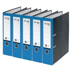 VON Leitz Ordner A4, Marmoriert, Rückenbreite 80 mm, 5er Pack, Blau