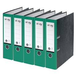 VON Leitz Ordner A4, Marmoriert, Rückenbreite 80 mm, 5er Pack, Grün