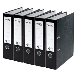 VON Leitz Ordner A4, Marmoriert, Rückenbreite 80 mm, 5er Pack, Schwarz