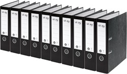 VON Leitz Ordner A4, Marmoriert, Rückenbreite 80 mm, 10er Pack, Schwarz