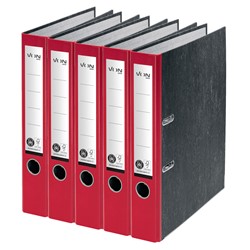 VON Leitz Ordner A4, Marmoriert, Rückenbreite 50 mm, 5er-Pack, Rot