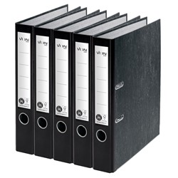 VON Leitz Ordner A4, Marmoriert, Rückenbreite 50 mm, 5er-Pack, Schwarz