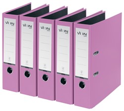 VON Leitz Ordner A4, Rückenbreite 80 mm, Karton mit PP/Papier, Violett, 5er-Pack