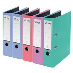 VON Leitz Ordner A4, Rückenbreite 80 mm, Karton mit PP/Papier, Farbig sortiert, 5er-Pack