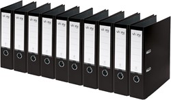 VON Leitz Ordner A4, Rückenbreite 80 mm, Karton mit PP/Papier, Schwarz, 10er-Pack