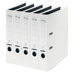 VON Leitz Ordner A4, Rückenbreite 50 mm, Karton mit PP/Papier, Weiß, 5er-Pack