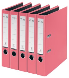 VON Leitz Ordner A4, Rückenbreite 50 mm, Karton mit PP/Papier, Fuchsia, 5er-Pack