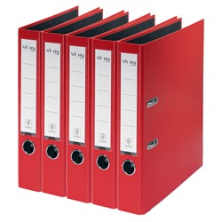 VON Leitz Ordner A4, Rückenbreite 50 mm, Karton mit PP/Papier, Rot, 5er-Pack