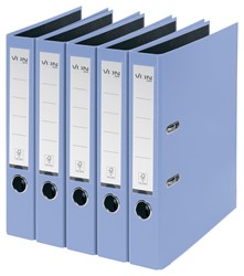 VON Leitz Ordner A4, Rückenbreite 50 mm, Karton mit PP/Papier, Hellblau, 5er-Pack